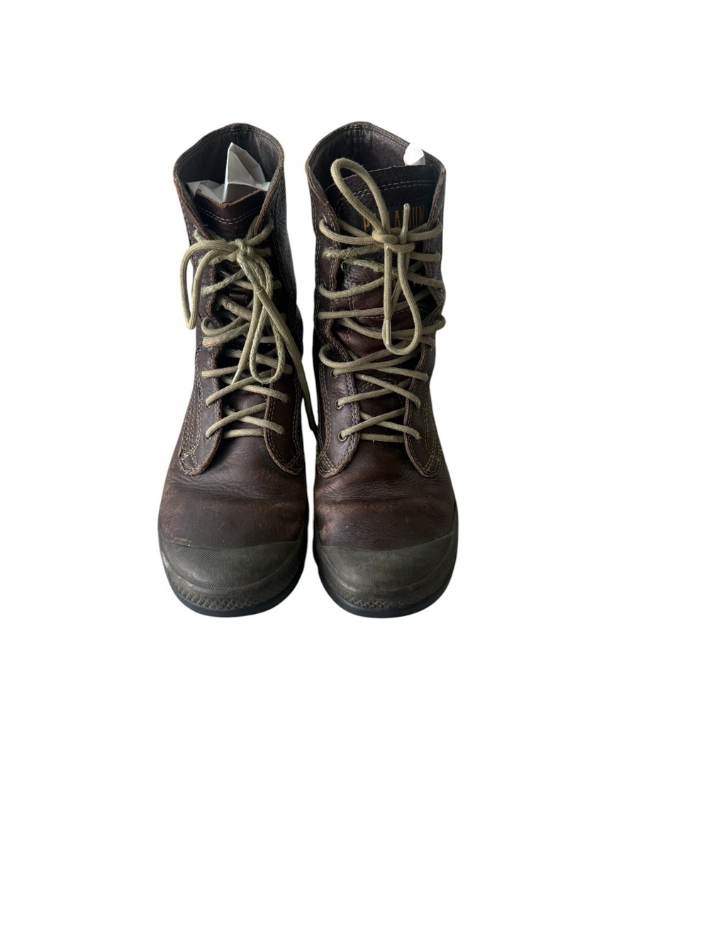 PALLADIUM PAMPA LACEUP LEATHER IN DUSKY GREEN BOOTS SIZE 7